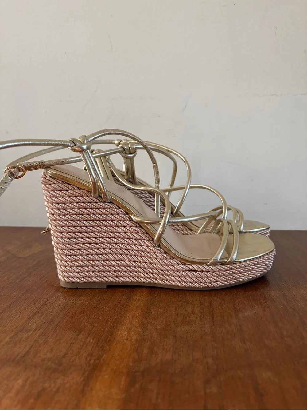 Marc Fisher Metallic Gold Strappy Platform Wedge Sandals